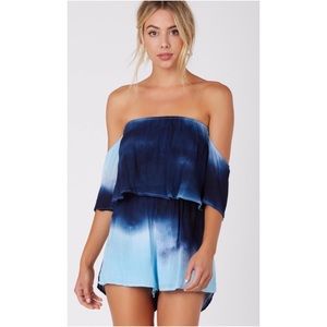 CLEARANCE Off Shoulder Tie Dye Tiered Romper
